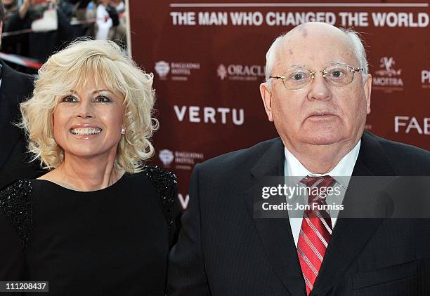 Irina Virganskaya and Mikhail Gorbachev arrive at the Gorby 80 - Gala Concert at Royal Albert Hall on March 30, 2011 in London, England.