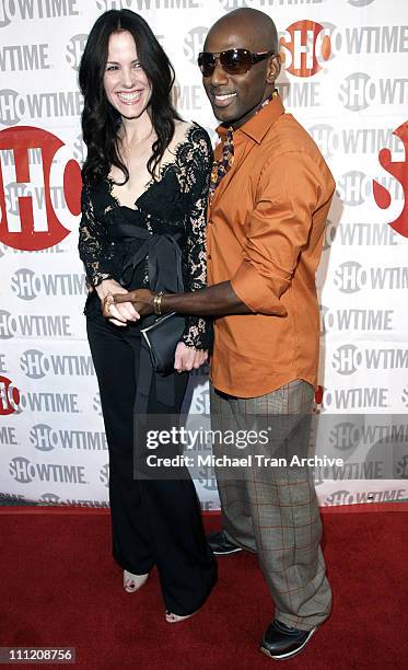 Mary-Louise Parker and Romany Malco during Showtime Presents "Weeds" and "Barbershop" Los Angeles Premiere at Paramount Theater At Paramount Studios...
