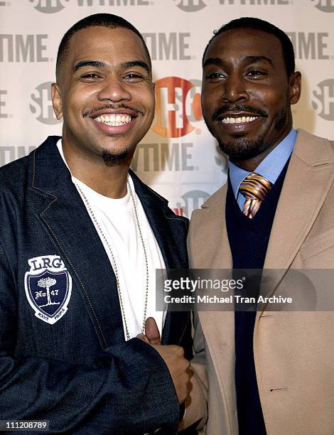 Omar Gooding and Leslie Elliard during Showtime Presents "Weeds" and "Barbershop" Los Angeles Premiere at Paramount Theater At Paramount Studios in...