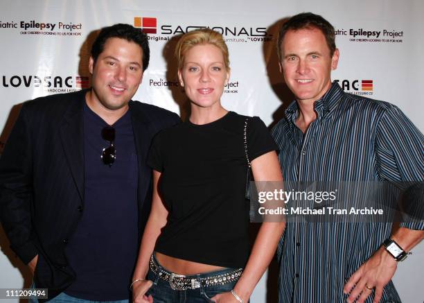 Greg Grunberg, Andrea Parker and Mark Moses during LoveSac and Pediatric Epilepsy Project Hosts the Celebrity Signed Sactionals Tour at The Annex @...