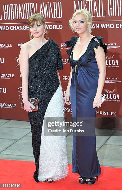 Ksenia Gorbachev and Anastasia Virganskaya arrive at the Gorby 80 - Gala Concert at Royal Albert Hall on March 30, 2011 in London, England.