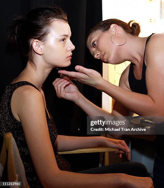 Model backstage at Morphine Generation during Morphine Generation Spring 2006 Fashion Show with Suicide Club Live Performance - October 22, 2005 at...