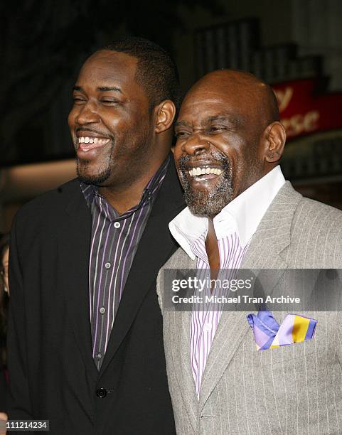 Chris Gardner with son during "The Pursuit of Happyness" World Premiere - Arrivals at Mann Village Theater in Westwood, California, United States.