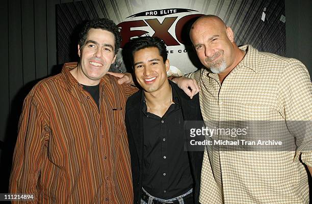 Adam Carolla, Mario Lopez and Bill Goldberg during Showtime and Pro Elite Unveil the Next Generation of Mixed Martial Arts - December 14, 2006 at...