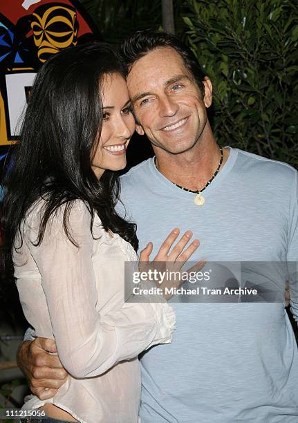 Julie Berry and Jeff Probst during Survivor: Cook Islands Finale at CBS Television City in Los Angeles, California, United States.