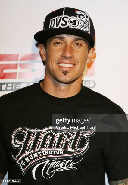 Moto X rider Carey Hart arrives at the "Disturbia" DVD release party at The Standard Hotel on August 2, 2007 in Los Angeles, California.