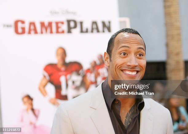 Actor Dwayne "The Rock" Johnson arrives at the world premiere of "The Game Plan" at the El Capitan Theatre September 23, 2007 in Hollywood,...