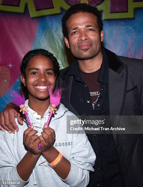 Mario Van Peebles and daughter, Maya Van Peebles during The Original Lucky Trolls at Silver Spoons Hollywood Buffet - Day 1 at Private Residence in...