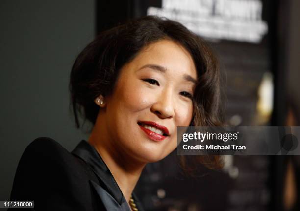 Sandra Oh arrives to the Los Angeles premiere of "Defendor" held at the Landmark Theater on February 22, 2010 in Los Angeles, California.