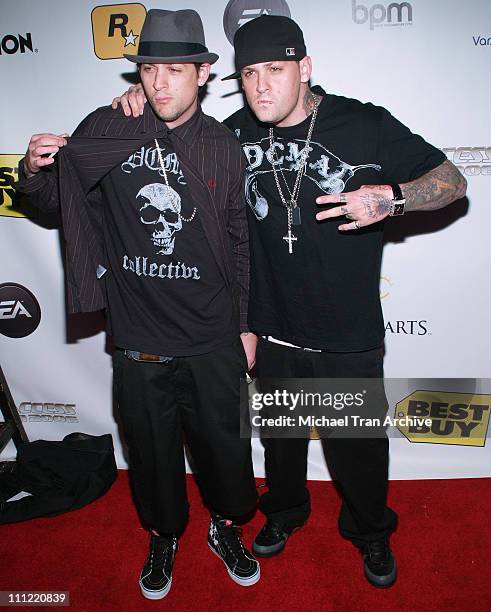 Joel Madden and Benji Madden of Good Charlotte during Access E3 2006 at House of Blues in West Hollywood, CA, United States.
