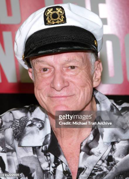 Hugh Hefner during "The Girls Next Door" In-Store DVD and Magazine Autograph Signing at Tower Records on Sunset in West Hollywood, California, United...