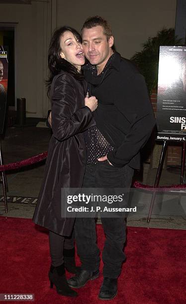 Heidi Fleiss & Tom Sizemore during Sins of the Father Premiere at 20th Century Fox Studio Lot in Los Angeles, California, United States.