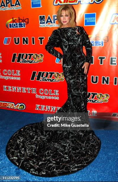 Donna Mills, wearing The Hollywood Graffiti Gown during APLA's Summer Party and Performance by Jewel at Paramount Studios in Los Angeles, California,...