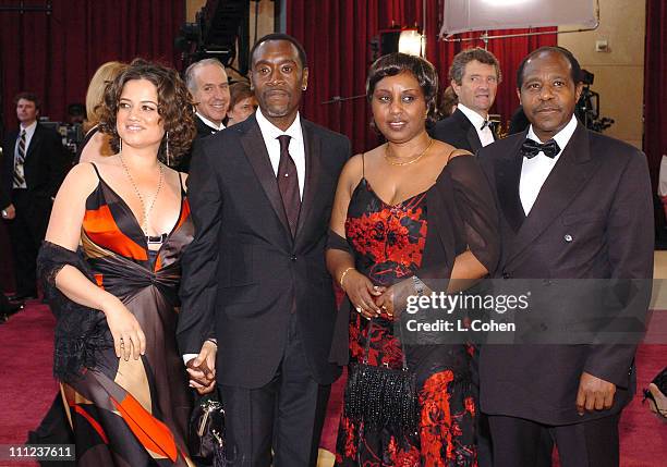 Don Cheadle, nominee Best Actor in a Leading Role for "Hotel Rwanda" with Bridgid Coulter , Paul Rusesabagina and wife Tatiana