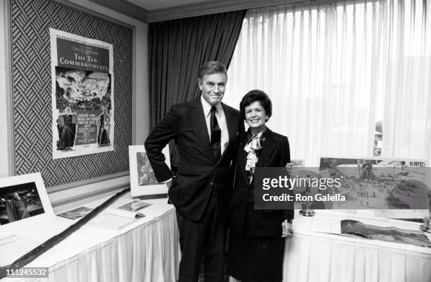 Charlton Heston & Wife Lydia during Charlton Heston Donates His Professional Archives To UCLA Theater Arts Library at Westwood Marquis Hotel in Los...