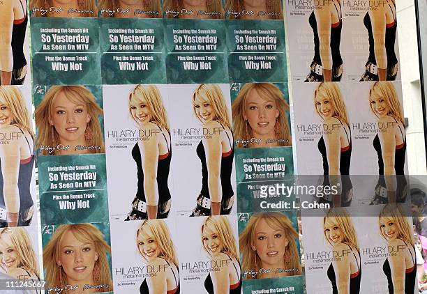Signage during Hilary Duff In Store Appearance for Her New Album "Metamorphosis" at Virgin Mega Store in Burbank, California, United States.
