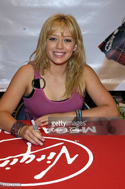 Hilary Duff during Hilary Duff In Store Appearance for Her New Album "Metamorphosis" at Virgin Mega Store in Burbank, California, United States.