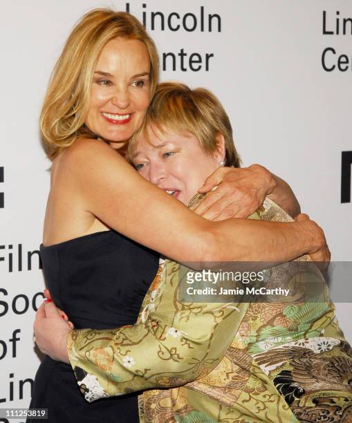 Jessica Lange and Kathy Bates during Jessica Lange Honored by the Film Society of Lincoln Center - Green Room at Avery Fisher Hall in New York City,...