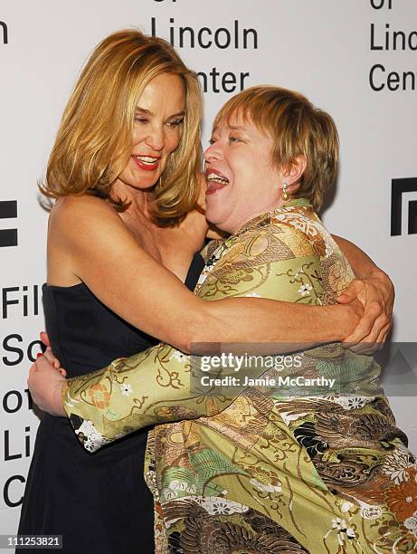 Jessica Lange and Kathy Bates during Jessica Lange Honored by the Film Society of Lincoln Center - Green Room at Avery Fisher Hall in New York City,...