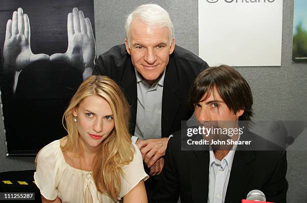 Claire Danes, Steve Martin and Jason Schwartzman during 2005 Toronto Film Festival "Shopgirl" Press Conference at Sutton Place Hotel in Toronto,...