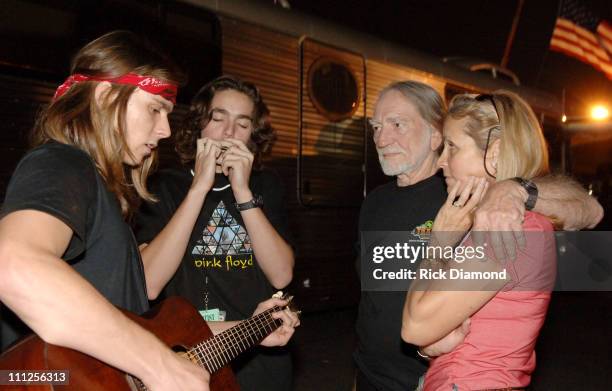 Willie Nelson his wife Annie Nelson and sons during FARM AID 2005 Presented by SILK Soymilk at Tweeter Center in Tinley Park, Illinois, United States.