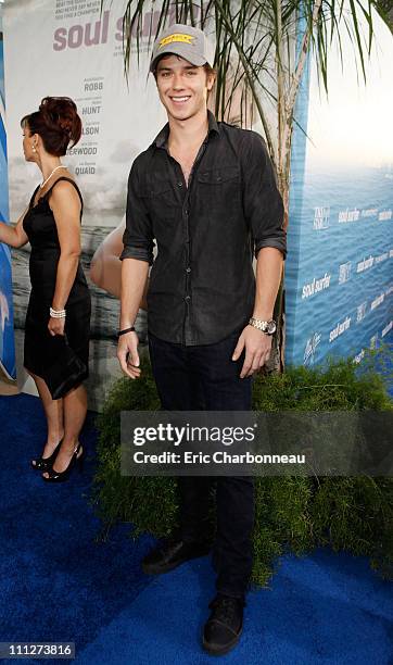 Jeremy Sumpter at the Film District Los Angeles Premiere of "Soul Surfer" at ArcLight Cinemas Cinerama Dome on March 30, 2011 in Hollywood,...