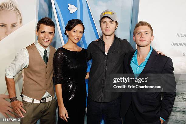 Cody Gomes Keoki, Sonya Balmores, Jeremy Sumpter, and Chris Brochu at the Film District Los Angeles Premiere of "Soul Surfer" at ArcLight Cinemas...