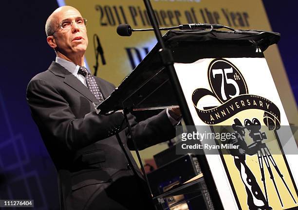 Of DreamWorks Animation Jeffrey Katzenberg attends CinemaCon, the official convention of the National Association of Theatre Owners, at The Colosseum...