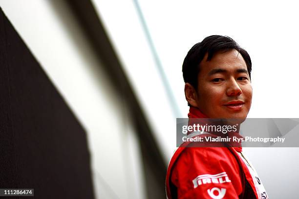 Sakon Yamamoto of Japan and Virgin Racing is pictured during the previews to the Australian Formula One Grand Prix at the Albert Park Circuit on...