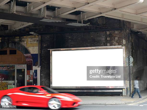 blank advertising billboard, london, uk - horizontal billboard stock pictures, royalty-free photos & images