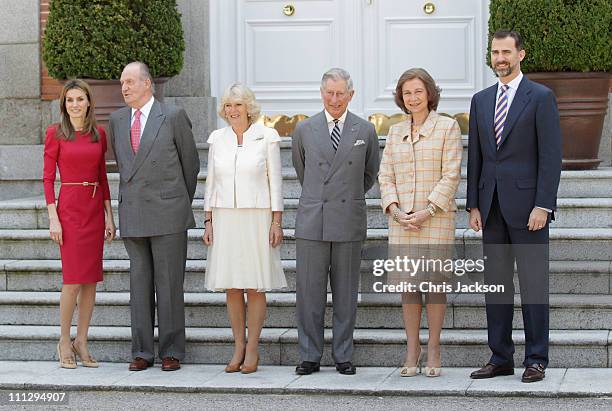 Princess Letizia of Spain, King Juan Carlos of Spain, Camilla, Duchess of Cornwall, Prince Charles, Prince of Wales, Queen Sofia of Spain and Prince...