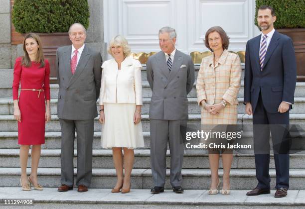 Princess Letizia of Spain, King Juan Carlos of Spain, Camilla, Duchess of Cornwall, Prince Charles, Prince of Wales, Queen Sofia of Spain and Prince...