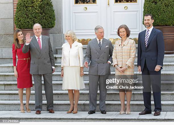 Princess Letizia of Spain, King Juan Carlos of Spain, Camilla, Duchess of Cornwall, Prince Charles, Prince of Wales, Queen Sofia of Spain and Prince...