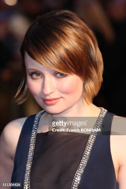 Actress Emily Browning arrives at the UK Premiere of Sucker Punch at Vue West End on March 30, 2011 in London, England.