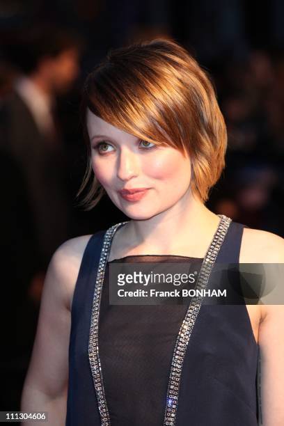Actress Emily Browning arrives at the UK Premiere of Sucker Punch at Vue West End on March 30, 2011 in London, England.