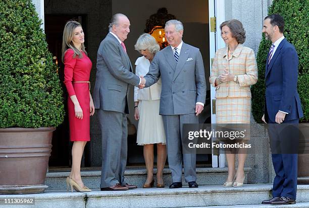 Princess Letizia of Spain, King Juan Carlos of Spain, Camilla, Duchess of Cornwall, Prince Charles, Prince of Wales, Queen Sofia of Spain and Prince...