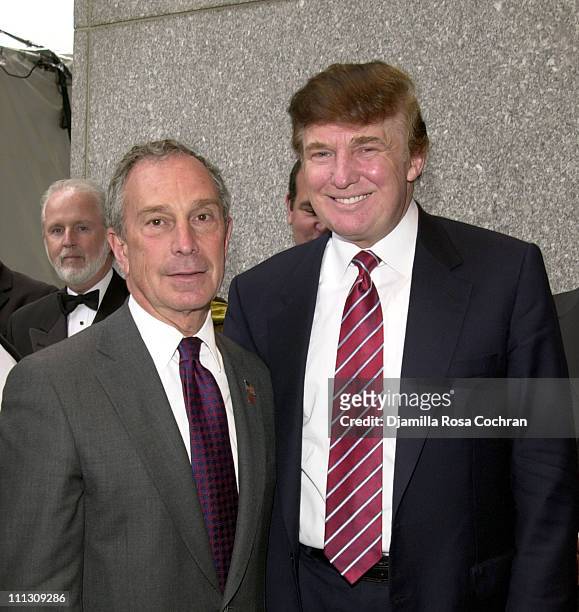 Mayor Michael Bloomberg and Donald Trump during 20th Anniversary Gala for Vietnam Veterans at Vietnam Veterans Memorial Plaza in New York City, New...