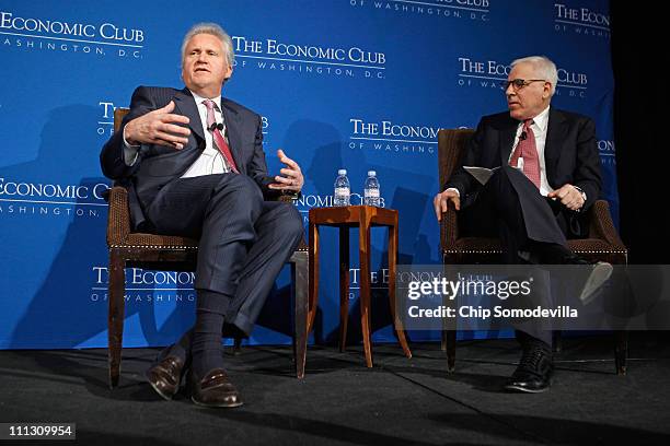 General Electric Chairman and CEO Jeffrey Immelt talks with The Economic Club of Washington President David Rubenstein, co-founder of The Carlyle...