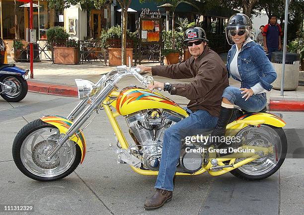 Kid Rock & Pamela Anderson during Pamela Anderson Leads The American Liver Foundation's "S.O.S. Ride" at Eagle Rider Motorcycles in Hawthorne,...