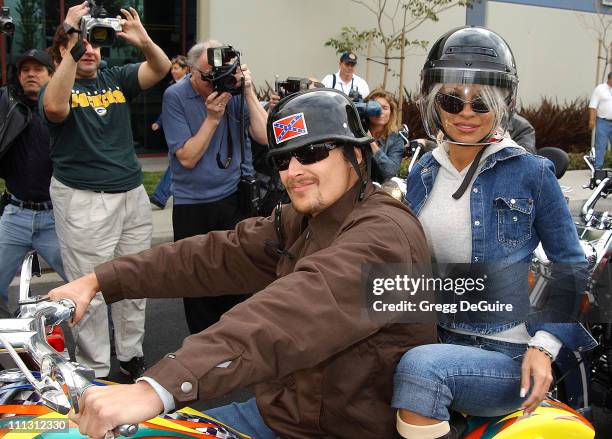 Kid Rock & Pamela Anderson during Pamela Anderson Leads The American Liver Foundation's "S.O.S. Ride" at Eagle Rider Motorcycles in Hawthorne,...