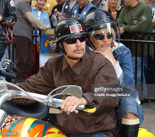 Kid Rock & Pamela Anderson during Pamela Anderson Leads The American Liver Foundation's "S.O.S. Ride" at Eagle Rider Motorcycles in Hawthorne,...