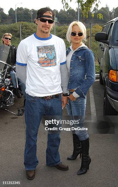 Kid Rock & Pamela Anderson during Pamela Anderson Leads The American Liver Foundation's "S.O.S. Ride" at Eagle Rider Motorcycles in Hawthorne,...