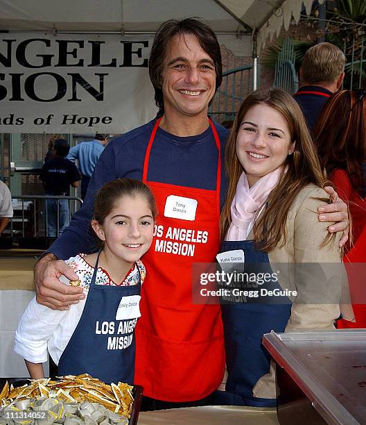 Tony Danza & daughters Emily & Katie during Los Angeles Mission Thanksgiving Meal for the Homeless in Los Angeles, California, United States.