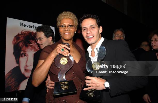 Dionne Warwick and Marc Anthony during 7th Annual NARAS Heroes Award 2002 Gala at Hotel Roosevelt in New York City, New York, United States.