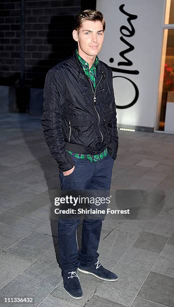 Actor Kieron Richardson attends the Manchester launch of Nicky Clarke at Nicky Clarke on March 31, 2011 in Manchester, England.