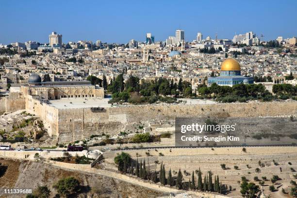 dome of the rock - mont des oliviers photos et images de collection