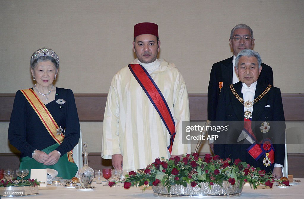 Morocco's King Mohammed VI (C), Japan's