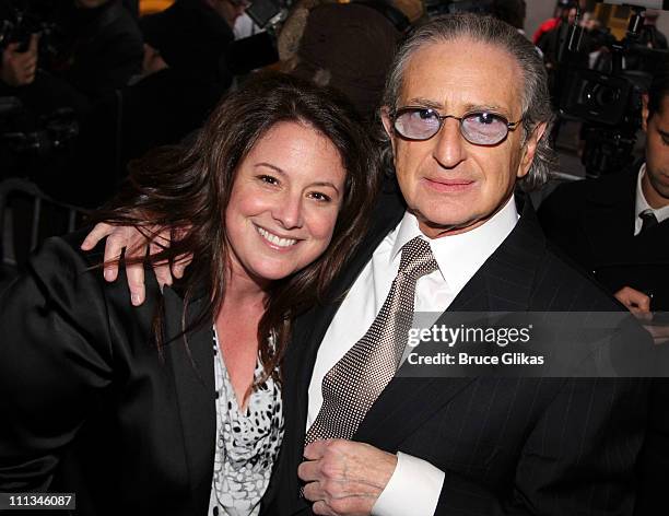 Amy Jacobs and father Sander Jacobs pose at The Opening Night of "Bengal Tiger at the Baghdad Zoo" on Broadway at Richard Rodgers Theatre on March...