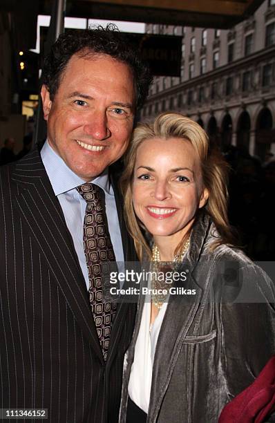 Producer Kevin McCollum and wife Lynnette Perry-McCollum pose at The Opening Night of "Bengal Tiger at the Baghdad Zoo" on Broadway at Richard...
