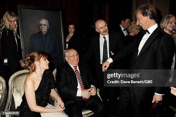 Ksenia Gorbacheva, Former Soviet leader Mikhail Gorbachev and Vertu CEO Perry Oosting attend the Gorby 80 Gala at the Royal Albert Hall on March 30,...